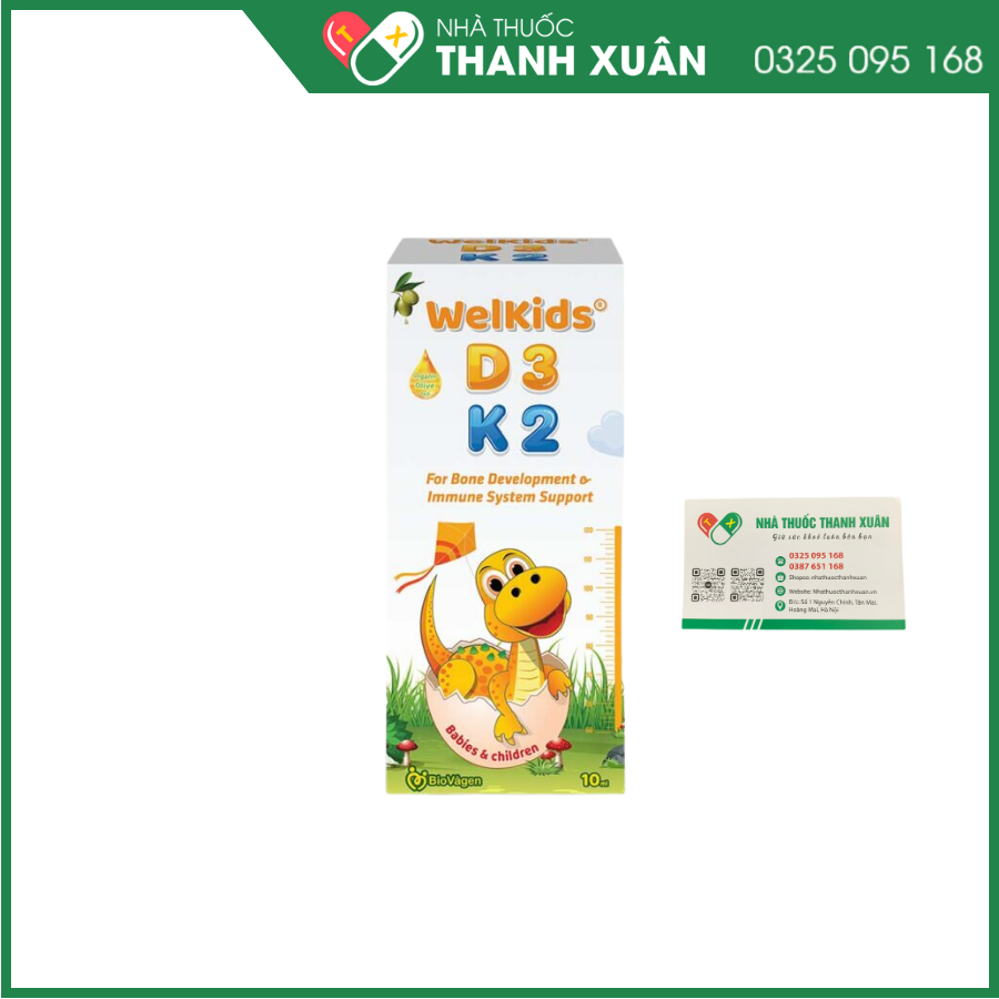 Welkids D3K2 hỗ trợ hấp thu canxi cho trẻ